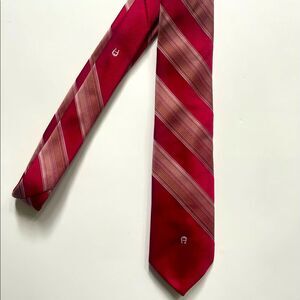 2/$25⚡️Etienne Aigner Red Striped Silk Necktie